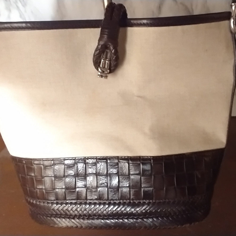 A Brighton leather and canvas bag